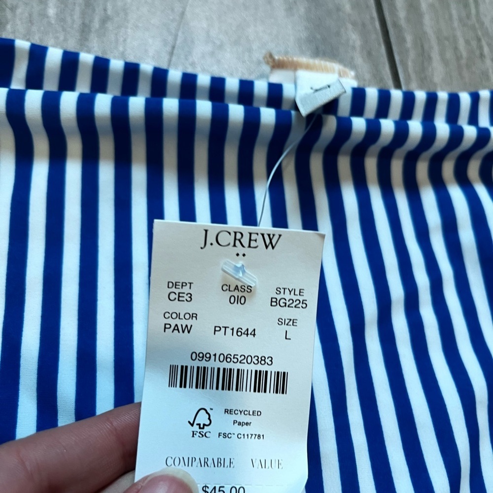 J Crew Factory Blue Stripped Bikini Bottom Size Large NEW WITH TAGS - Picture 3 of 5